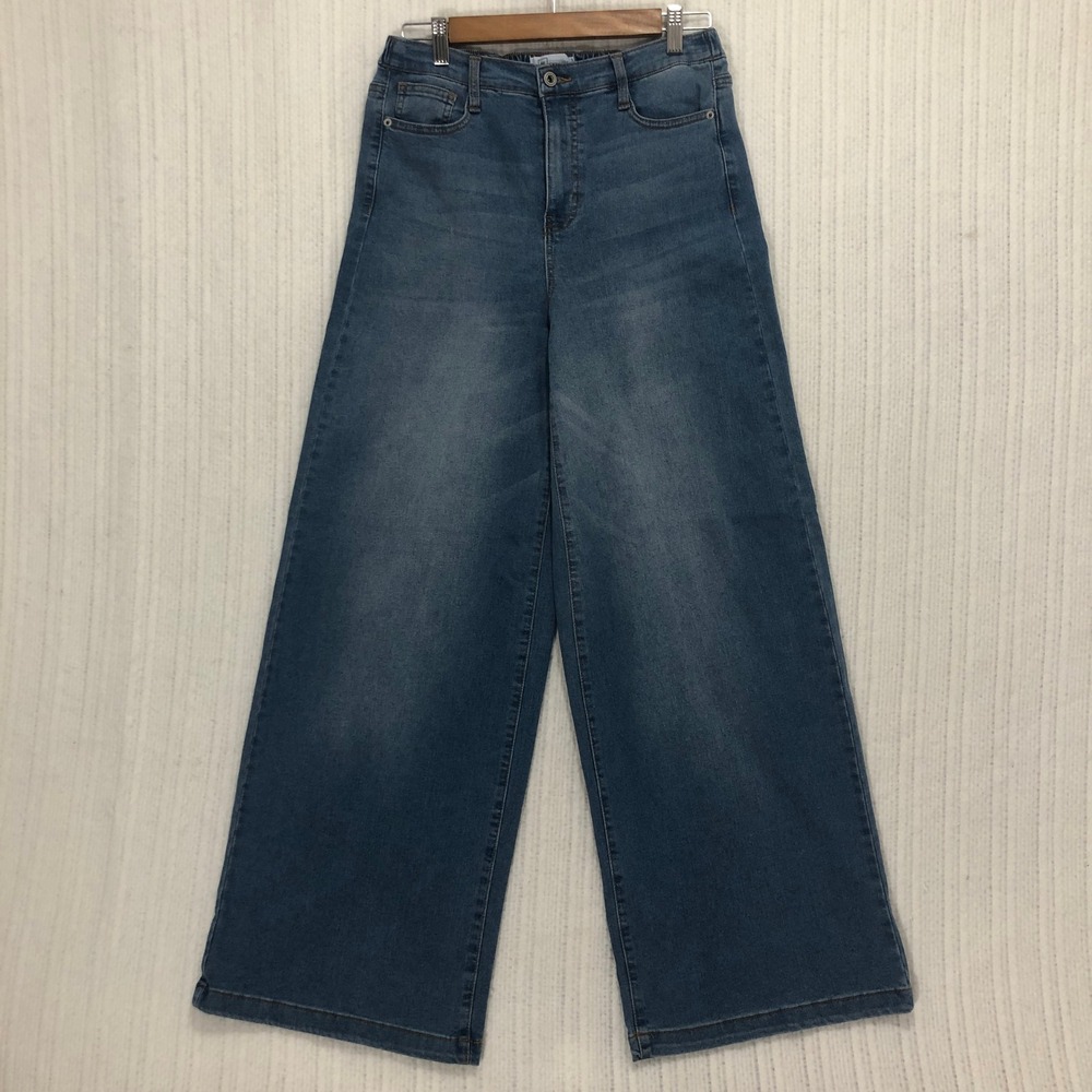 RE Generation Wide Leg Cropped Jeans‎ High Waist Denim Blue Culottes Size M